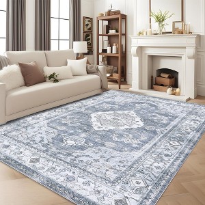 Vintage Boho Rug - Ultra-Soft Low Pile, Washable, Non Slip, Stain Resistant, Printed Carpet for Living Room Bedrooms Playroom Office Kitchen - 1 of 4