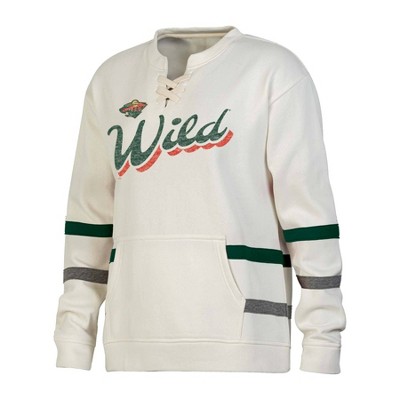 NHL Minnesota Wild Women's Natural Long Sleeve Fleece Hooded Sweatshirt