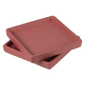 Unique Bargains Indoor Ceramic Square Plant Pot Saucers Tray 2 Pcs - 1 of 4