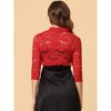 Allegra K Women's Elegant Ruffle Collar Sheer Floral Lace Crop Shrug - 4 of 4