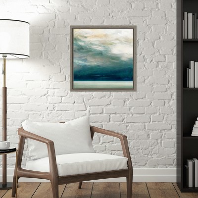 Ocean Breeze Abstract Teal and Beige Canvas Print