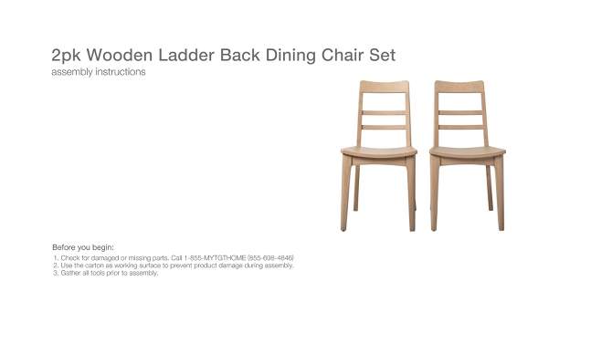 2pk Wood Ladder Back Dining Chair Set - Hearth & Hand™ with Magnolia, 2 of 14, play video