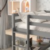Okak Full/Twin Size Loft Bed with Study Desk and Shelves,Sturdy Wooden Loft Beds with Ladder & Safety Rails for Kids,Teens - 4 of 4