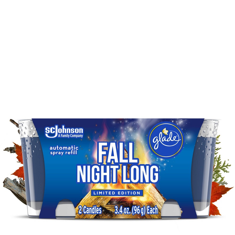 Glade Jar Candle 2 Ct  Fall Night Long  6.8 Oz. Total  Air Freshener  Wax Infused with Essential Oils