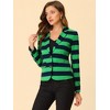 INSPIRE CHIC Women's Notched Collar Long Sleeve Button Front Striped Blazer - 2 of 4