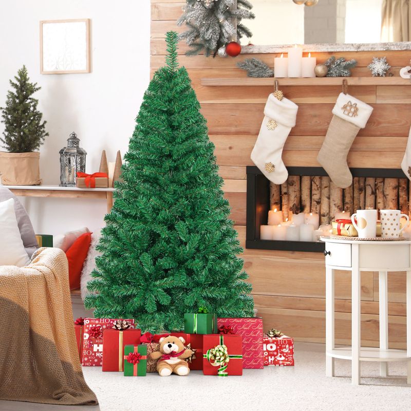 Tangkula 5/6/7/8ft Artificial Christmas Pine Tree Hinged PVC Branches with Solid Metal Legs, 2 of 11