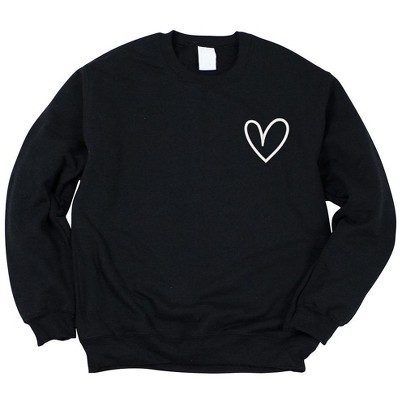 Simply Sage Market Women's Graphic Sweatshirt Embroidered Hand Drawn Heart - White LC