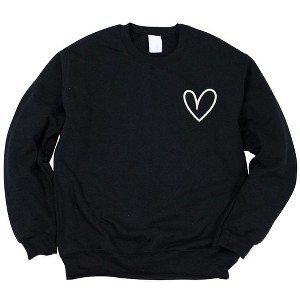 Simply Sage Market Women's Graphic Sweatshirt Embroidered Hand Drawn Heart - White LC - 1 of 4