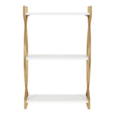 Kate and Laurel Arietta Rectangle MDF Accent Shelf, 18x7x28, Gold and White
