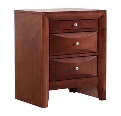 Marilla Cherry Wood 3-Drawer Nightstand, 28" Height