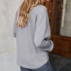 Anna-Kaci Women's Long Sleeve Waffle Knit Pullover Top with Shoulder Button Detail and Front Tie Hem - 4 of 4