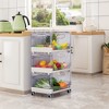 VECELO 3-Tier Fruit and Vegetable Basket, Stackable Kitchen Storage Organizer with Wheels, Plastic Rolling Cart with Handles, White - 4 of 4