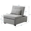 NicBex Couches for Living Room Convertible Single Sleeper Sofa Bed Velvet Folding Sofa Couch with Adjustable Backrest, Grey - 3 of 4