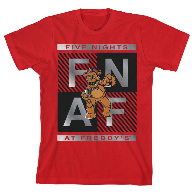 Five Nights at Freddy's Freddy Fazbear Boy's Red T-shirt, 1 of 2