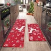 Acekool 2-Piece Red Festive Print Indoor Mat Set, Soft Washable Stain Resistant, 17"x29"+17"x47", Foldable Non-Shedding Rug for Kitchen Bedroom - 3 of 4