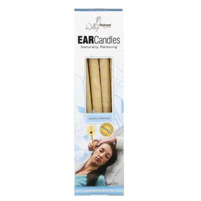 Wally's Natural Beeswax Ear Candles, Luxury Collection, Unscented, 12 Candles,