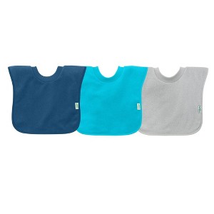 green sprouts 3pk Pull-Over Stay-Dry Toddler Bib - Blue - 1 of 4