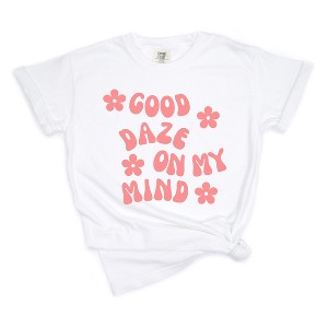 Simply Sage Market Women's Good Daze On My Mind Flowers Short Sleeve Garment Dyed Tee - 1 of 1