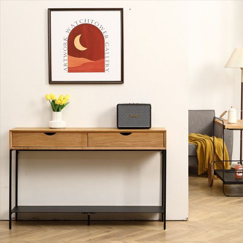 Freya 47.24 Length 2 Slide out Drawers Entryway Rectangle Storage Console Table With Carbon Steel maison Boucle Target