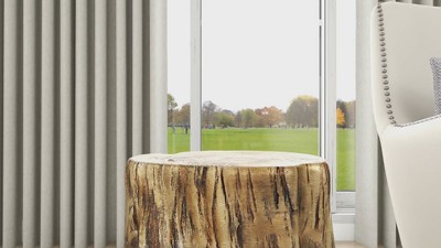 Gold Tree Trunk Inspired Round Wood Accent Table