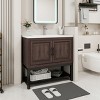 Bathroom Storage Cabinets With 2 Storage Doors, Bathroom Storage Cabinets Floor Standing With Ceramic Sink & Hot And Cold Faucet-Cuddlewood - 2 of 4