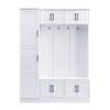 ACEPANO 59 in. W Modern 4-in-1 Shoe Cabinet with 6 Cabinets, 4 Coat Hooks & Adjustable Shelves-White - 4 of 4