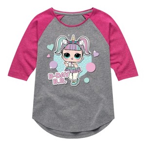 Girls' - LOL Surprise! - B-Day B.B. Besties Celebrate Birthdays Shirt Tail Raglan Graphic T-shirt - 1 of 3