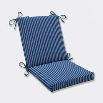 Resort Stripe Squared Corners Outdoor Chair Cushion Blue - Pillow Perfect