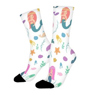 Beautiful And Cute Mermaids Women Printed Crew Socks Funny Funky Socks Soft Polyester Novelty Gifts for Artists Men - 1 of 1