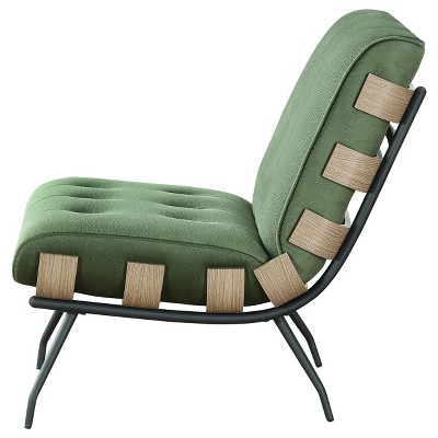 Mid Century Modern Green Velvet Metal Accent Chair