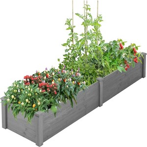 AZL1 Life Concept Planter Over Ground Raised Garden Bed Large Long Tool-Free Assembly All-Natural Wood for Outdoor Plants, Gray, 46.04"*10.04"*5.02" - 1 of 4