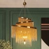 LNC Tracienuri  Modern   Luxury Draped Chain Beaded Chandelier, Polished Gold, 23.6in/31.5in, 7/9/10Light - 2 of 4