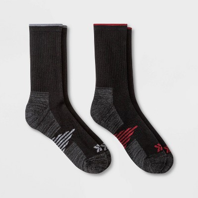 Men's Trekker Apex Crew Socks 2pk - All in Motion™ Black/Red 6-12