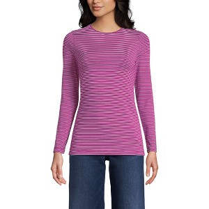 Lands' End Women's Plus Size Lightweight Jersey Skimming Long Sleeve Crew Neck T-shirt - 1 of 3