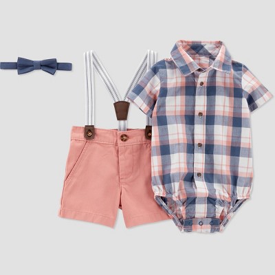Carter's Just One You® Baby Boys' Honey Plaid Bowtie Top & Bottom Set - Pink 3M
