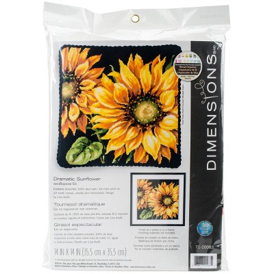 Dimensions Needlepoint Kit 14"X14"-Dramatic Sunflower Stitched In Wool