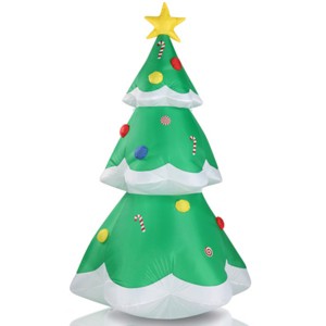 Syemin Inflatable Holiday Decorations 6.9 FT Christmas Inflatable Decoration Inflatable Christmas Tree Blow Up Yard Decor, Green, 43.3"*43.3"*82.7" - 1 of 4