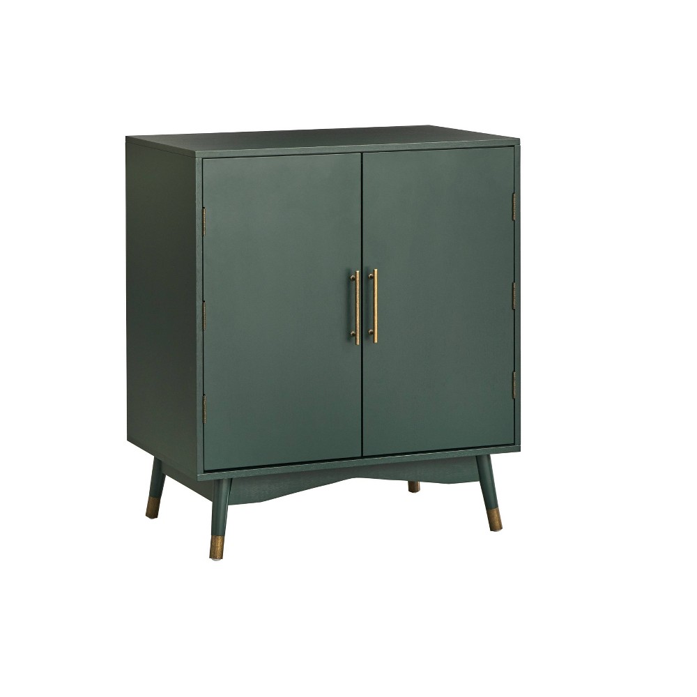 Photos - Kitchen System Killian Bar Cabinet Green - Lifestorey: Mid-Century Modern, Brass Accents, Wine & Glass Storage