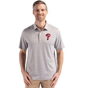 Philadelphia Phillies Cutter & Buck Forge Eco Fine Line Stripe Stretch  Recycled Mens Polo - 1 of 1