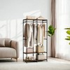 Wardrobe Closet Organizer Clothing Storage Iron and Wood Heavy Duty Clothes Rack with Hanging Rods, Shelves, and Removable Hooks 15.7 x 37.2 x 70.9 - 3 of 4