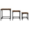 vidaXL Set of 3 Smoked Oak Nesting Coffee Tables - Industrial Design, Engineered Wood, Various Sizes, Metal Frame, Max 99.2 lb Load - 4 of 4