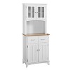 Home Source Grey Microwave Stand With Top And Bottom Cabinets : Target