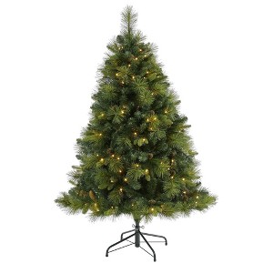 Nearly Natural 5-ft North Carolina Mixed Pine Artificial Christmas Tree with 200 Warm White LED Lights, 711 Bendable Branches and Pinecones - 1 of 4
