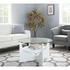 PAGED Modern U-Shaped 2-Tier Wooden Round Coffee Table with Clear Glass Top,Minimalist Design Tea Table Center Table for Living Room,Bedroom - 2 of 4