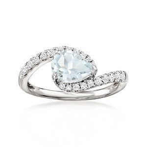 Ross-Simons 0.80 Carat Aquamarine and .35 ct. t.w. Lab-Grown Diamond Ring in 14kt White Gold - 1 of 4