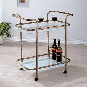 Royal Hampton Contemporary Serving Cart In Champagne Finish - 1 of 4