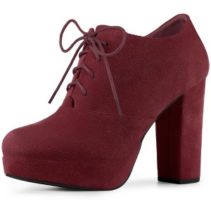 Perphy Women's Lace Up Round Toe Cushioned Insole Platform Chunky Heel Ankle Boots - 1 of 4