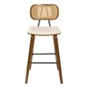 Bekrvio 26" Mid Century Modern Counter Height Bar Stools - Rattan Cane Back, Wood, PU Leather Upholstered for Kitchen Island Dining - 4 of 4