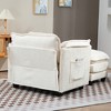 Racxily Oversized Boucle Single Sofa Bed - Portable Ottoman, Wider Seat, Double Cushion | Boucle Sofa Bed for Living Room/Bedroom (Beige) - 3 of 4