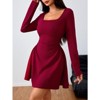 Coolmee Womens Square Neck Bodice Dress Long Sleeve A Line Mini Dresses - 3 of 4